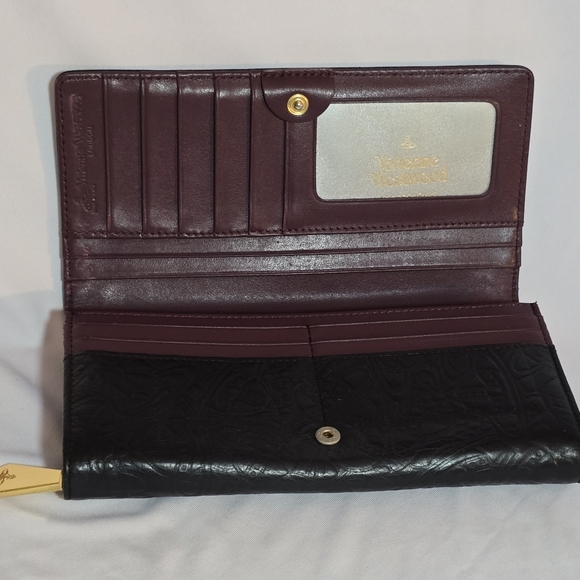 Vivienne Westwood Orb Fever Black Embossed Leather Continental Long Wallet - Picture 6 of 14
